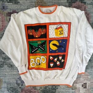 Westbound White Halloween Graphic Crewneck Sweater